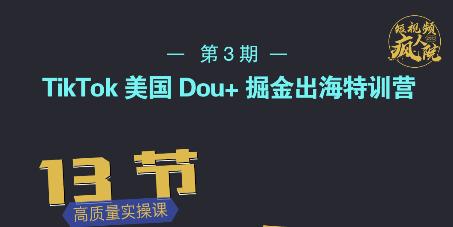 TikTok美国Dou 掘金出海特训营，美国dou 成功投放95%-斗金学社
