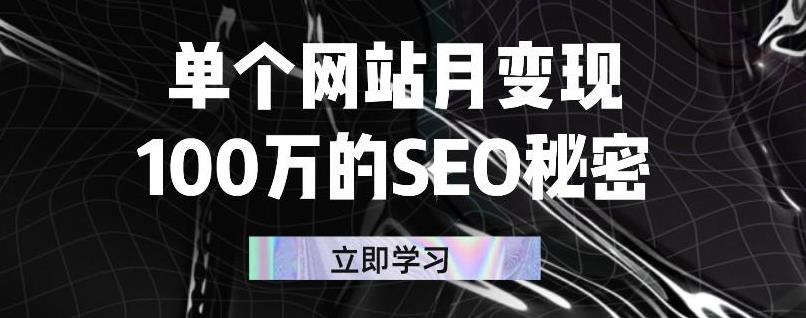 单个网站月变现100万的SEO秘密，百分百做出赚钱站点-斗金学社