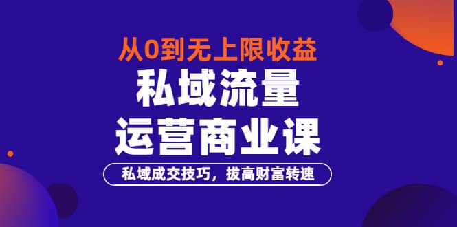 从0到无上限收益的《私域流量运营商业课》私域成交技巧，拔高财富转速-斗金学社