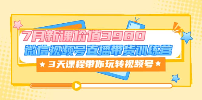 微信视频号直播带货训练营，3天课程带你玩转视频号：7月新课价值3980-斗金学社
