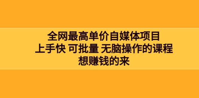 全网最单高价自媒体项目：上手快 可批量 无脑操作的课程，想赚钱的来-斗金学社
