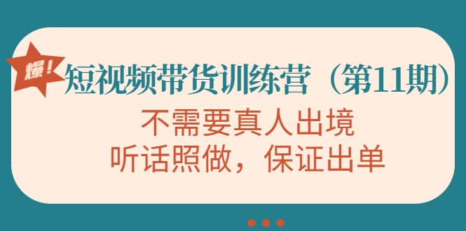 短视频带货训练营（第11期），不需要真人出境，听话照做，保证出单-斗金学社