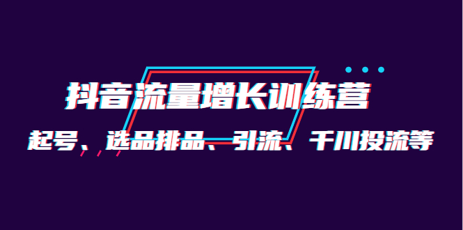 月销1.6亿实操团队·抖音流量增长训练营：起号、选品排品、引流 千川投流等-斗金学社
