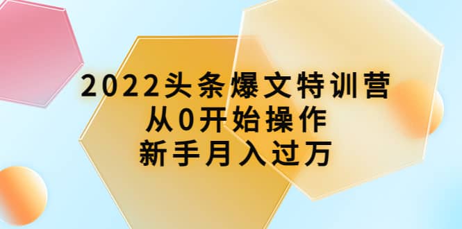 2022头条爆文特训营：从0开始操作，新手月入过万（16节课时）-斗金学社