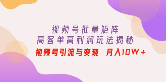 视频号批量矩阵的高客单高利润玩法揭秘-斗金学社
