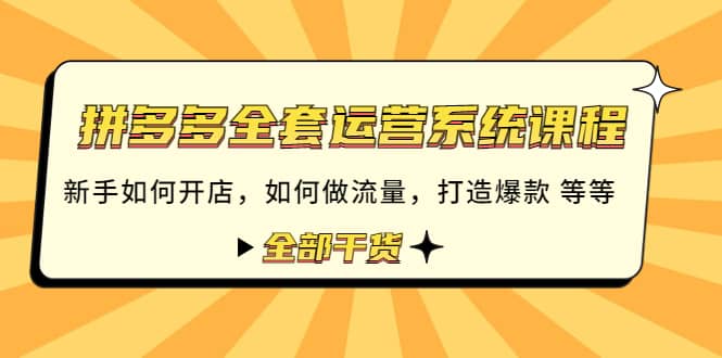 拼多多全套运营系统课程：新手如何开店 如何做流量 打造爆款 等等 全部干货-斗金学社