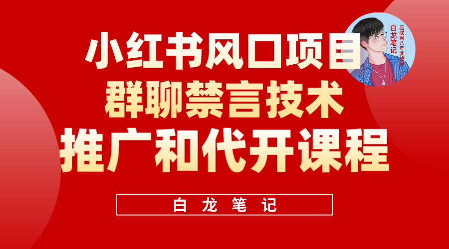 小红书风口项目日入300 ，小红书群聊禁言技术代开项目，适合新手操作-斗金学社