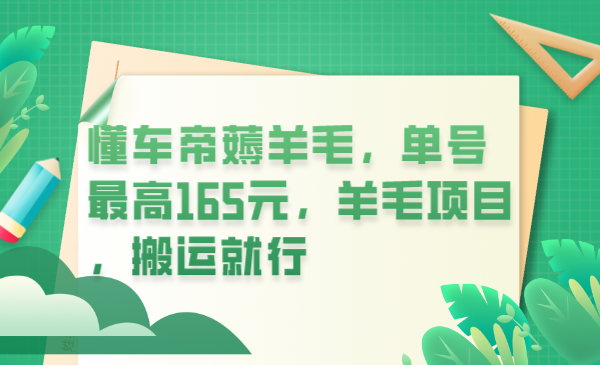 懂车帝薅羊毛，单号最高165元，羊毛项目，搬运就行-斗金学社