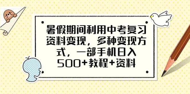 暑假期间利用中考复习资料变现，多种变现方式，一部手机日入500 教程 资料-斗金学社