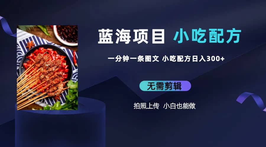 蓝海项目一分钟一条图文作品-日入300 小吃配方项目（附 684G小吃配方）-斗金学社