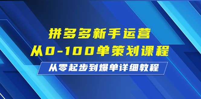 拼多多新手运营从0-100单策划课程，从零起步到爆单详细教程-斗金学社