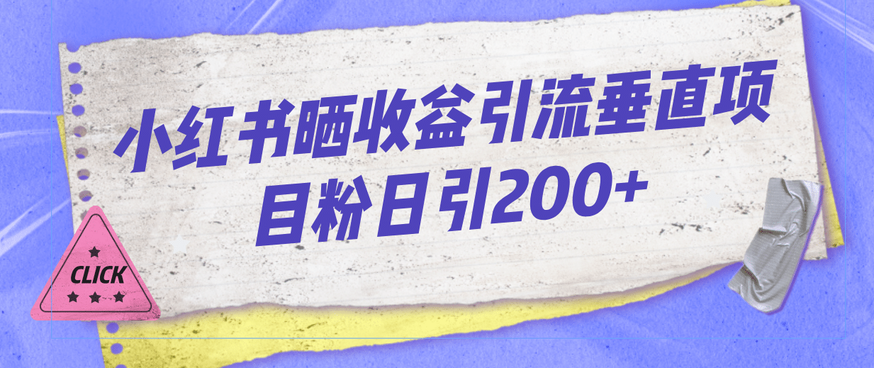 小红书晒收益图引流垂直项目粉日引200-斗金学社