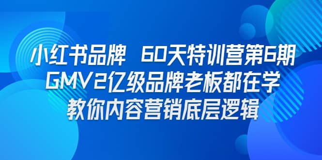 小红书品牌 60天特训营第6期 GMV2亿级品牌老板都在学 教你内容营销底层逻辑-斗金学社