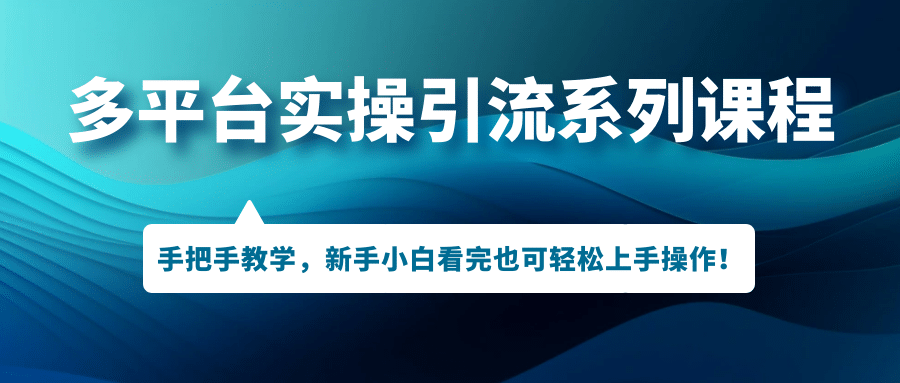 多平台实操引流系列课程，手把手教学，新手小白看完也可轻松上手引流操作-斗金学社