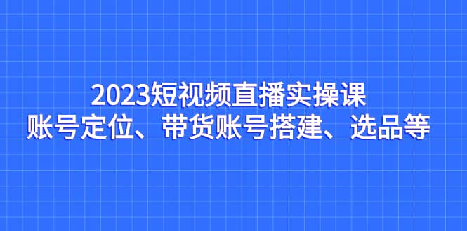 2023短视频直播实操课，账号定位、带货账号搭建、选品等-斗金学社