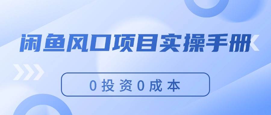 闲鱼风口项目实操手册，0投资0成本，让你做到，月入过万，新手可做-斗金学社