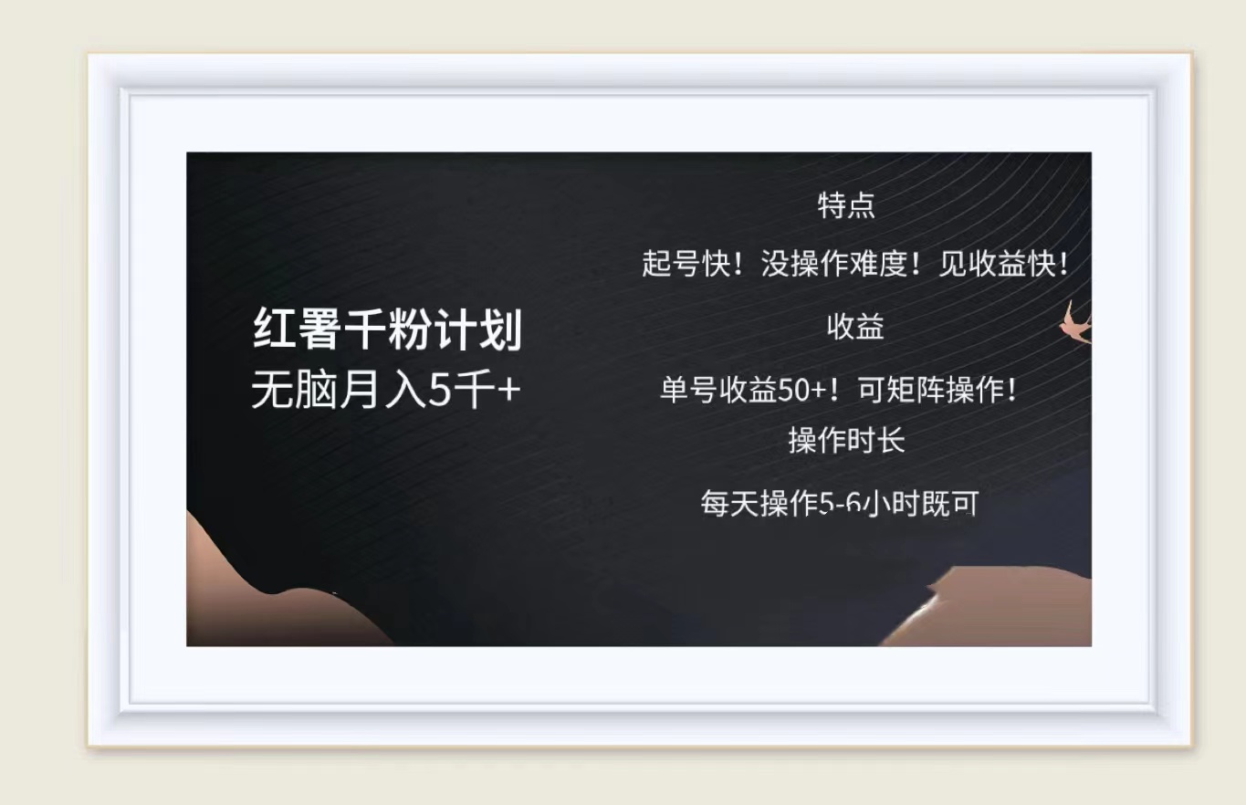 红薯千粉计划无脑月入5千➕！既做既赚！-斗金学社