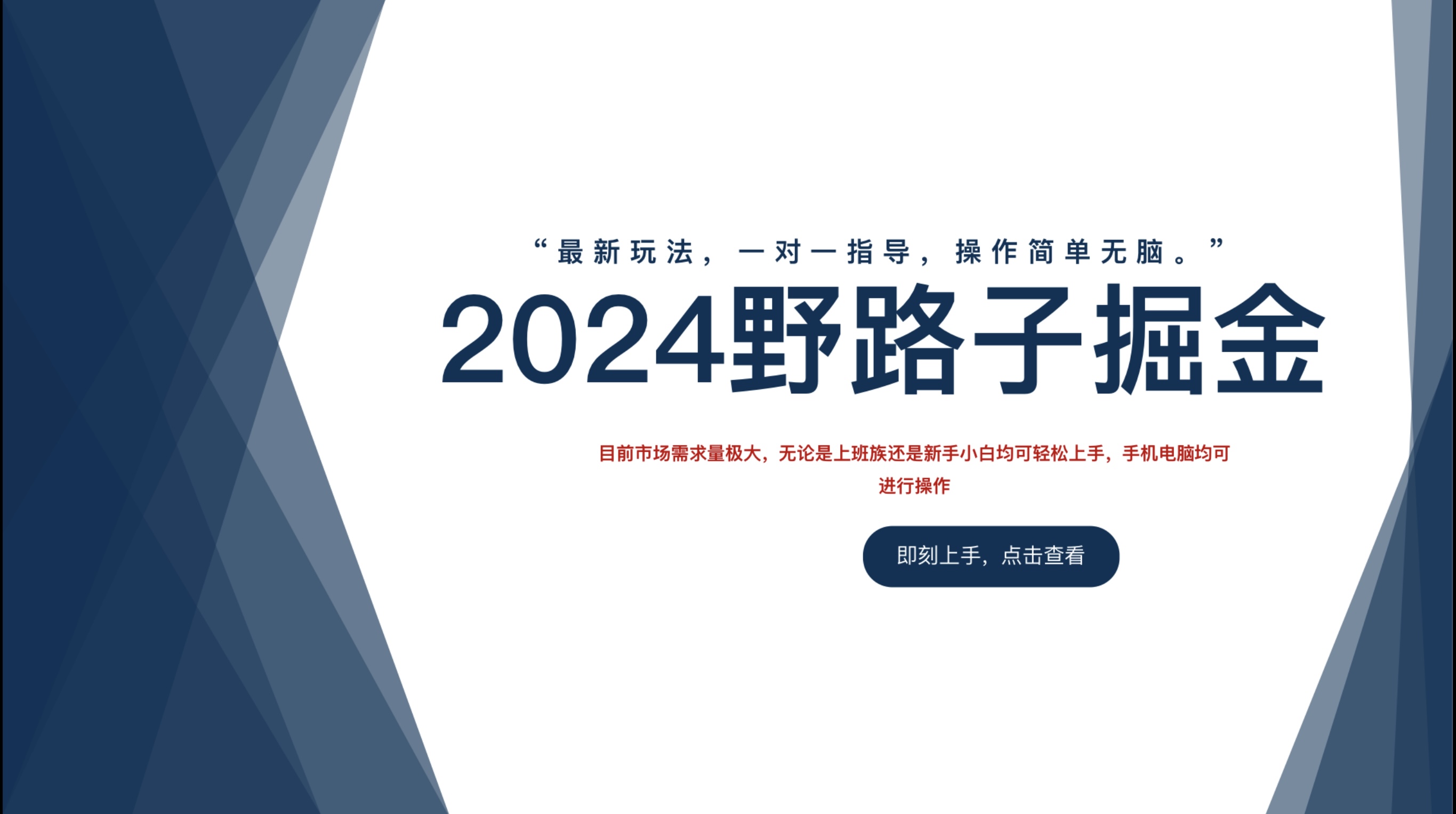 2024野路子掘金，最新玩 法， 一对一指导，操作简单无脑。-斗金学社