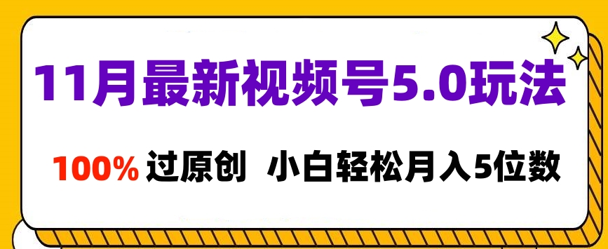 11月最新视频号5.0玩法，100%过原创，小白轻松月入5位数-斗金学社