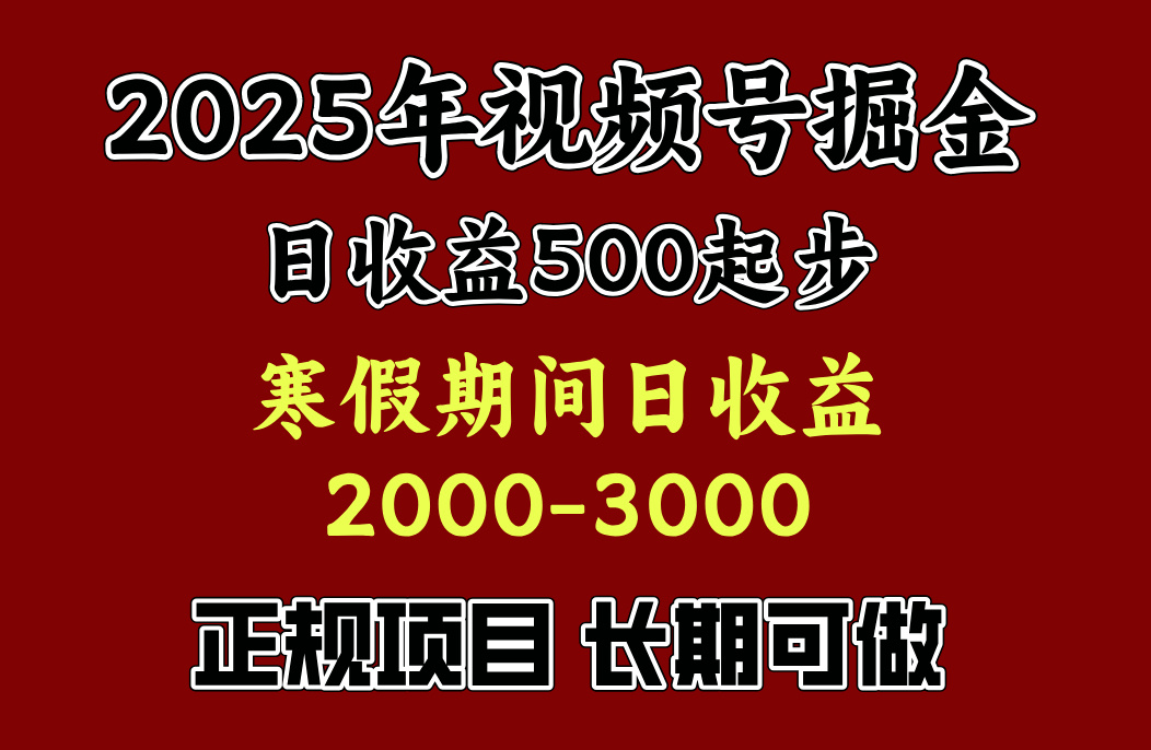 最新视频号项目，单账号日收益500起步，寒假期间日收益2000-3000左右，-斗金学社