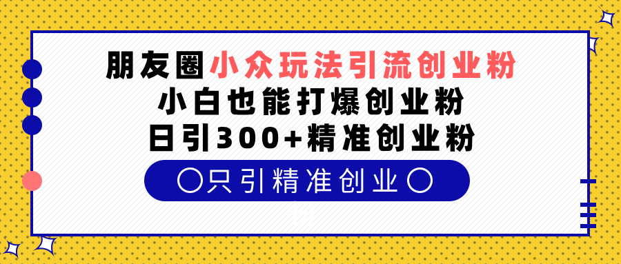 朋友圈小众玩法引流创业粉，小白也能打爆创业粉，日引300+精准创业粉-斗金学社