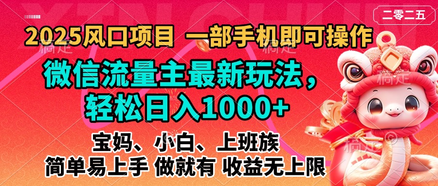 2025蓝海风口项目，微信流量主最新玩法，轻松日入1000+，简单易上手，做就有 收益无上限-斗金学社