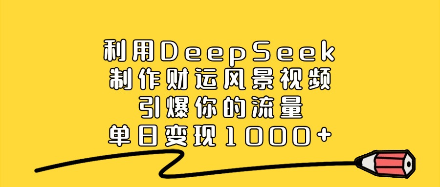 利用DeepSeek制作财运风景视频，引爆你的流量，单日变现1000+-斗金学社