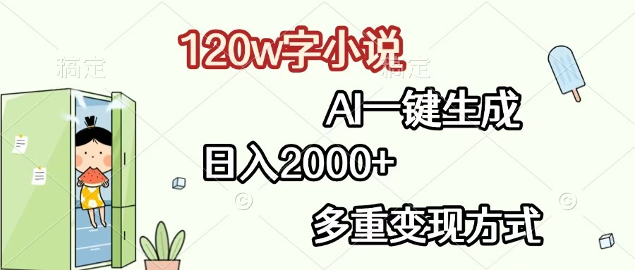 120w字小说，AI一键生成，日入2000+，多重变现方式-斗金学社