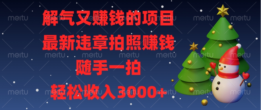 解气又赚钱的项目，最新违章拍照赚钱，随手一拍，轻松收入3000+-斗金学社