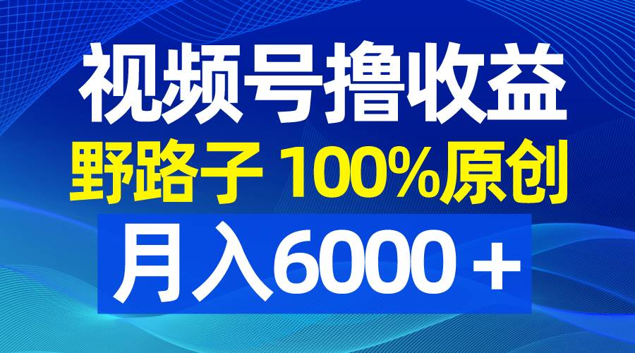 视频号野路子撸收益，100%原创，条条爆款，月入6000＋-斗金学社