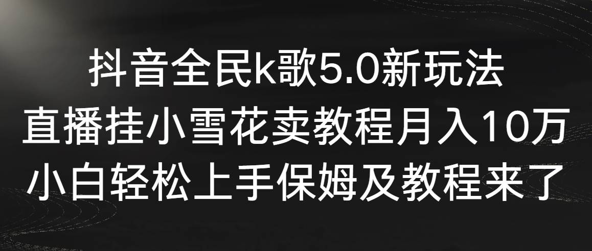 抖音全民k歌5.0新玩法，直播挂小雪花卖教程月入10万，小白轻松上手，保…-斗金学社