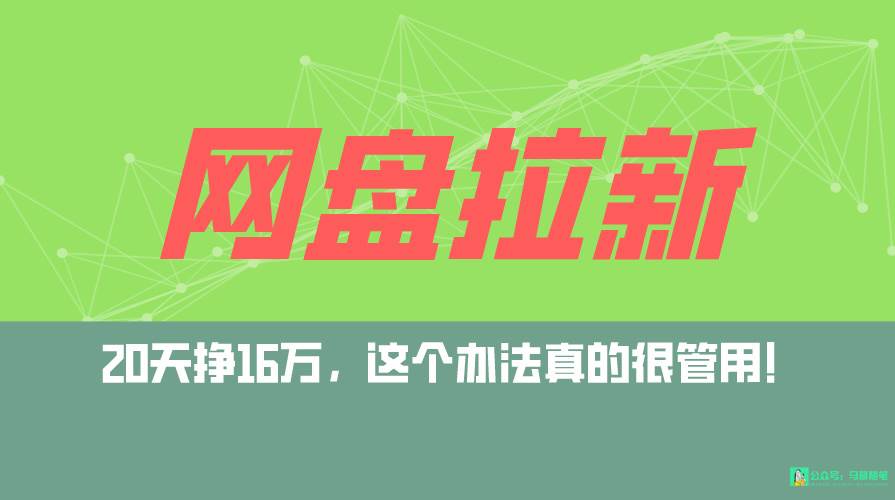 网盘拉新+私域全自动玩法，0粉起号，小白可做，当天见收益，已测单日破5000-斗金学社